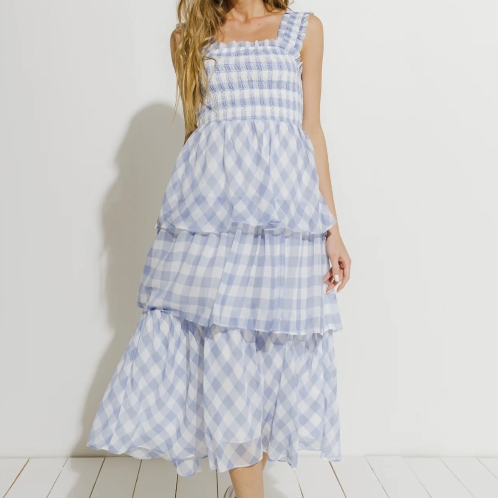 New English Factory Gingham Check Maxi Dress